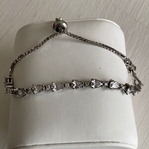 Diamond Pear 925 Sterling Silver Adjustable Slider Bracelet Boho Summer Party